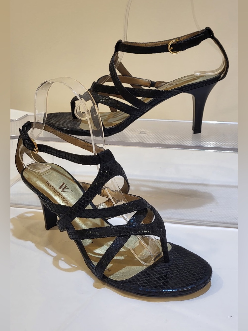 WORTHINGTON black strappy heels